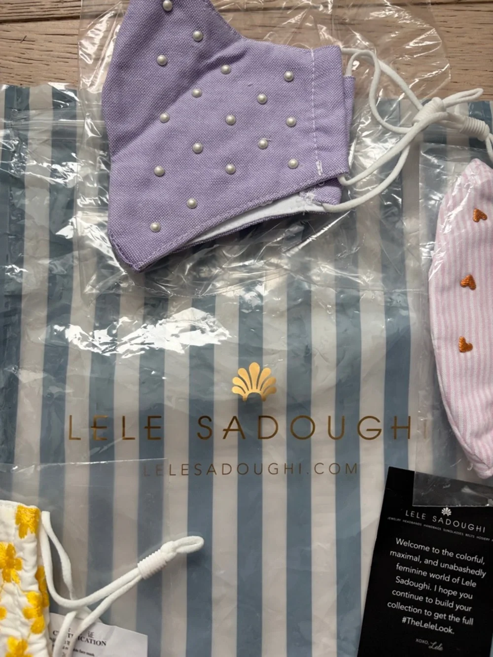Lele Sadoughi Face Mask Trio in Lavender, Pink & Yellow
